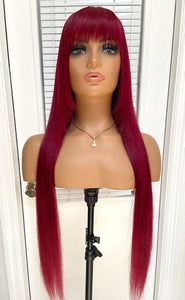 Lace Frontal Wig W/ Bang (burgundy)