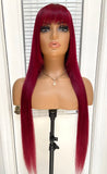 Lace Frontal Wig W/ Bang (burgundy)