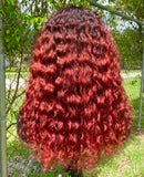 Lace Frontal Wig Deep Wave (Red Ombré)