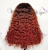 Lace Frontal Wig Deep Wave (Red Ombré)