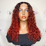 Lace Frontal Wig Deep Wave (Red Ombré)