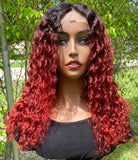 Lace Frontal Wig Deep Wave (Red Ombré)