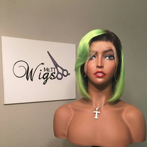 Lace Frontal Wig Lime Green Bob