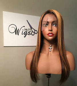 360 Lace Frontal Wig Silky Straight "Honey Blonde Hi-lites"