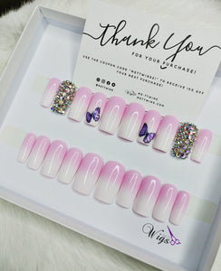 Butterfly French Ombre (pink & white)