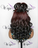 360 Lace Frontal Wig (ombre red to black)