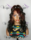 360 Lace Frontal Wig (ombre red to black)