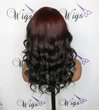 360 Lace Frontal Wig (ombre red to black)